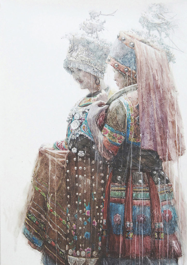 16. Girls on a Date by Dongfeng Li | 25 watermedia paintings by 25 top artists